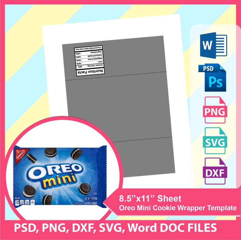 Mini Oreo wrapper Template Blank template PSD PNG | Etsy