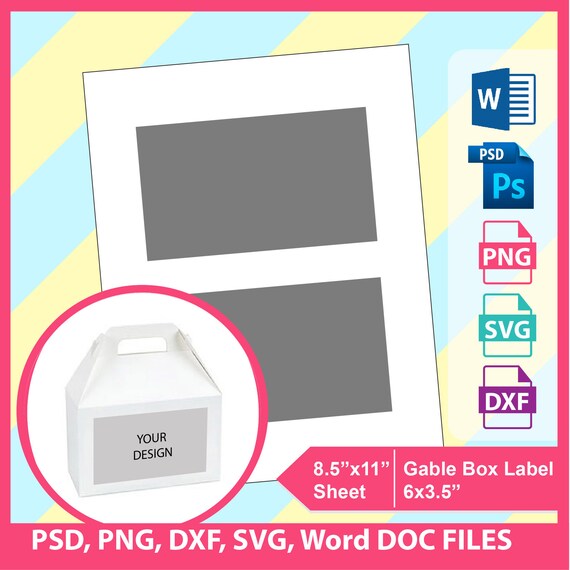 Gable Label Template Gift Box Label Psd Png And Svg Dxf Etsy