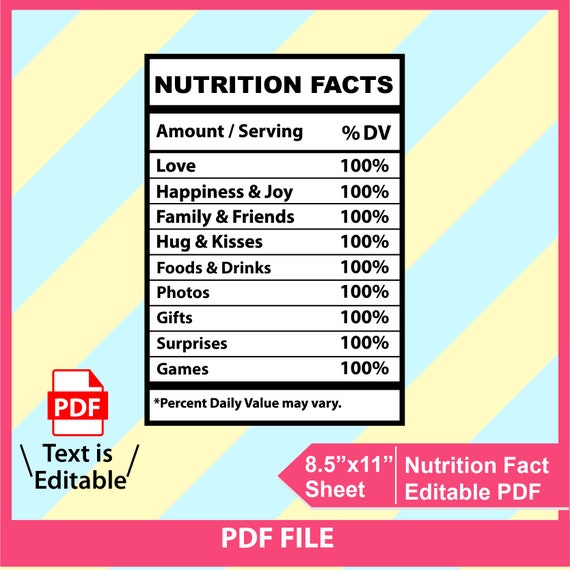 Nutrition Chart Pdf