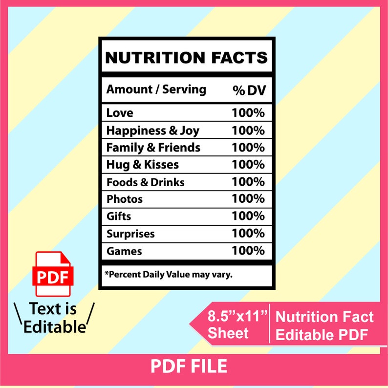 Free Editable Nutritional Facts Template / Blank Nutrition Label Free Editable Nutritional Facts Template / Blank Nutrition Label