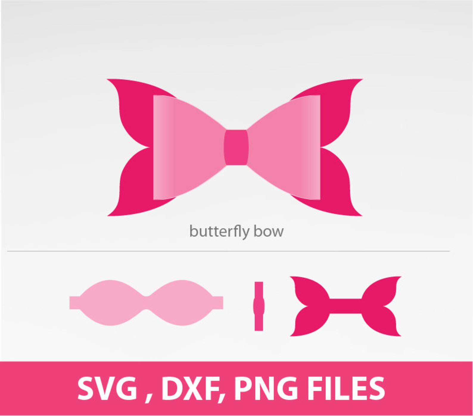 Butterfly Bow Svg Bow Svg 3D Bow Template PNG and SVG Dxf Et