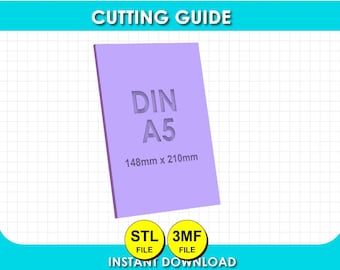 DIN A5 Cutting Alignment Guide, Notepad Tool, Guillotine Cut Guide, Binding Tool,  Template for paper cutter, 3mf, stl file, 3d printing