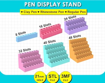 Stylo en argile, stylo à strass, présentoir à stylos standard, fichier STL du porte-stylo, support à stylos 3mf, impression 3D.
