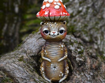 Mushroom Spirit Sculpture | Polymer Clay Art Doll, Home Decor