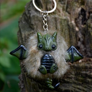 Dragon miniature, jolie créature fantastique en peluche, figurine originale de dragon, poupée d'art, ami de poche, porte-clés