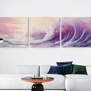 Crashing waves canvas - triple canvas wall art
