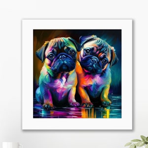 Stunning pug print, 10x10inches, framed, limited edition