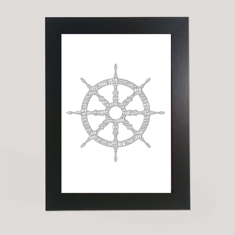 Personalised Ship wheel riding word art print image 1