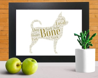 Personalised Chihuahua word art print