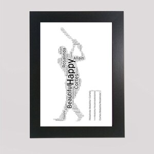 Impresión de arte de palabras del jugador de cricket personalizado