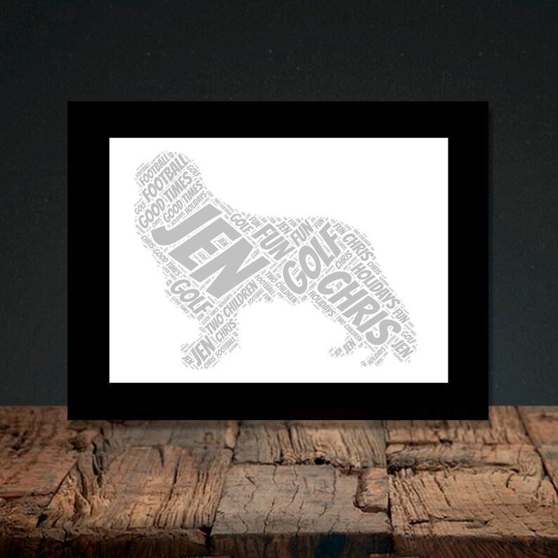 Personalised Cavalier King Charles Spaniel Word Art A4 and A3 Framed