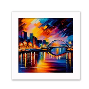 Glasgow Riverside print 10x10 inches framed (black or white wood)