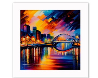 Glasgow Riverside print 10x10 inches framed (black or white wood)
