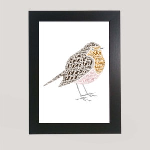 Personalised Robin word art print