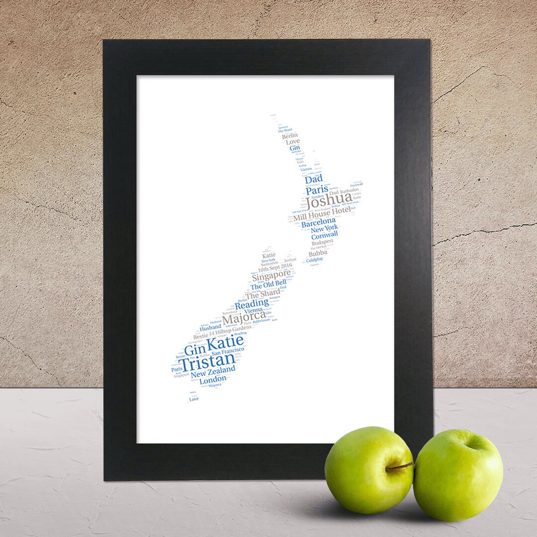 Personalised New Zealand Word Art Print Etsy UK