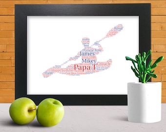 Personalised Kayak word art print