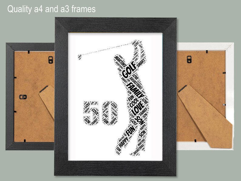 Personalised Rabbit Word Art A4 and A3 Framed Customizable Bunny Print