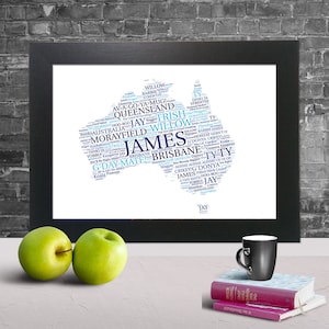 Personalised Australia word art print