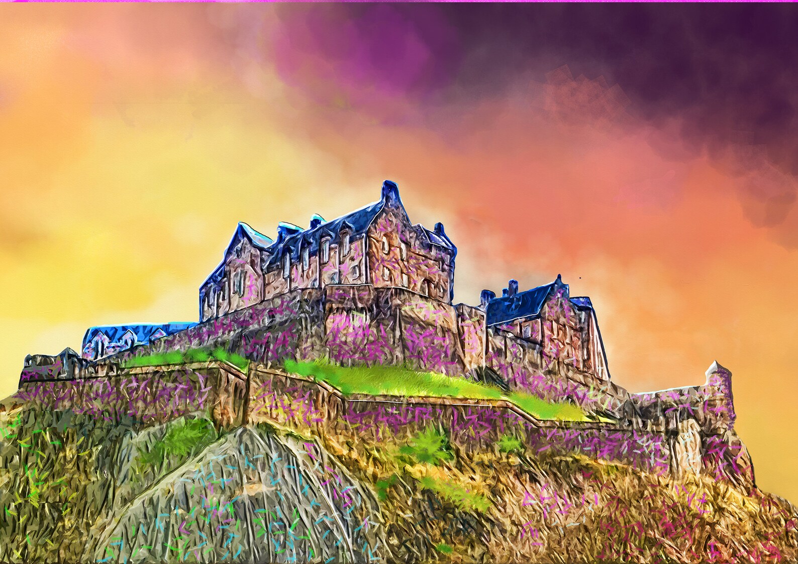 Edinburgh Castle Print Abstract Edinburgh Painting Scotland Etsy Israel