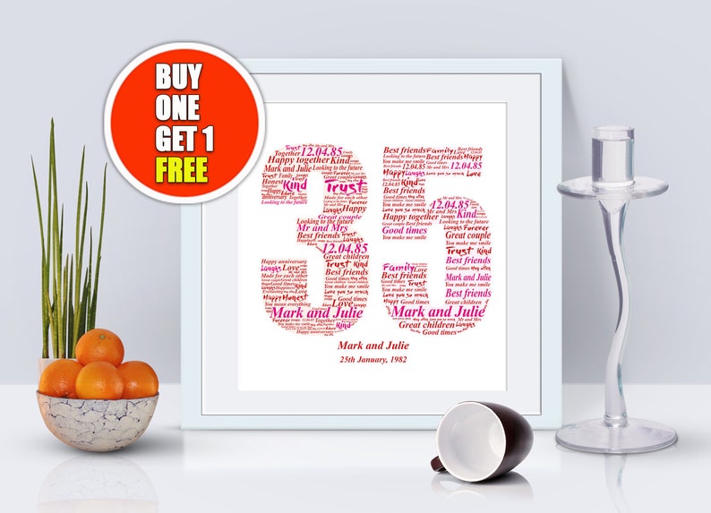 35th anniversary, 35th anniversary gift, thirty fifth anniversary, 35th anniversary present, 35th wedding idea image 1