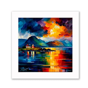 Isle of Skye colourful print 10x10 inches framed (black or white wood)