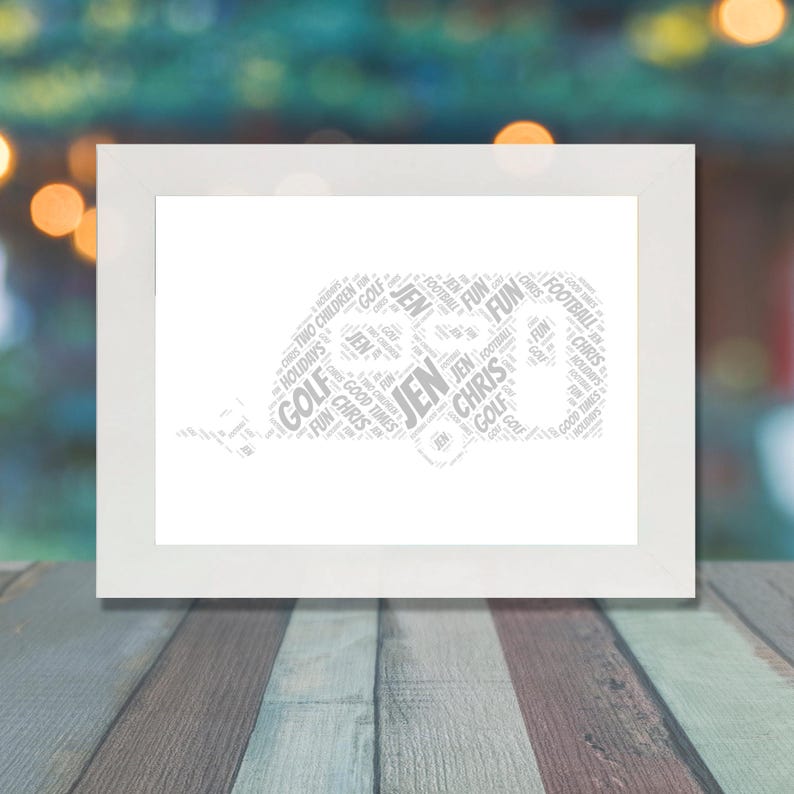 Personalised Caravan Word Art Unique A4 and A3 Framed Wall Decor for