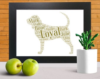 Personalised Bloodhound word art print