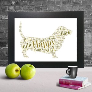 Personalised Basset Hound word art print