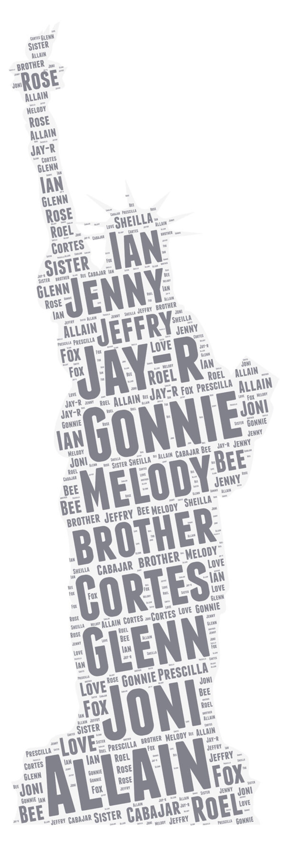 Personalised Statue of Liberty Word Art Print Etsy