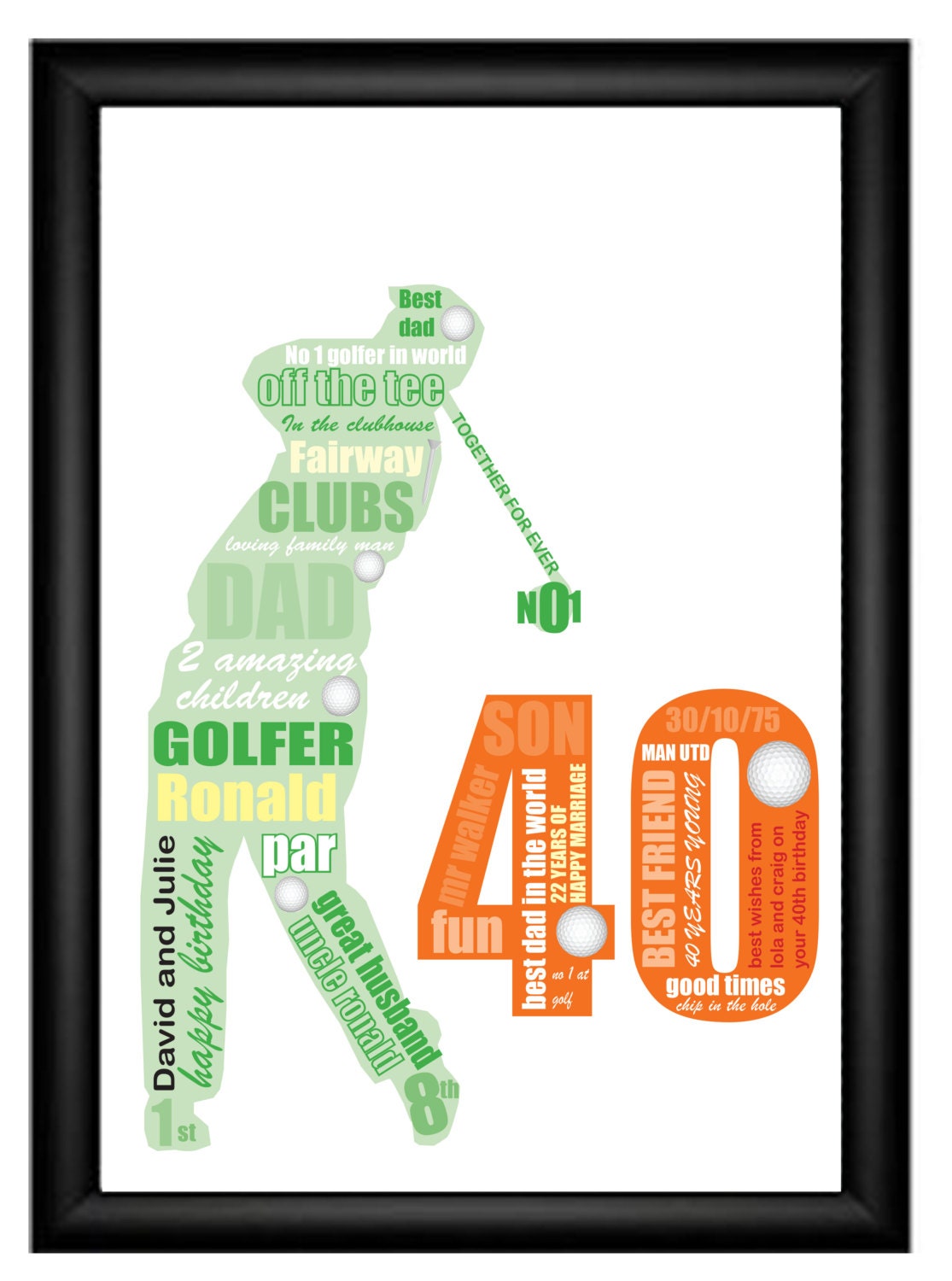 40th Birthday Gift for Golfer Personalised Gift for Dad Etsy UK