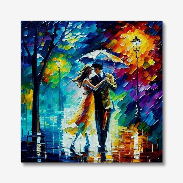 Dancing in the rain colourful canvas - sizes from 10 inches to 30 inches square