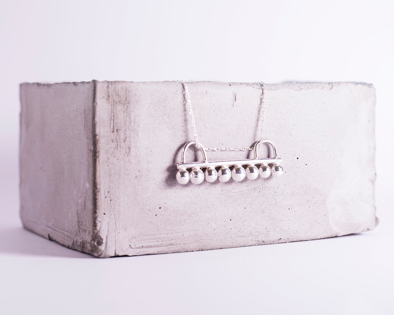 Sterling Silver Dotted Bar Necklace \\\\ Eco Silver