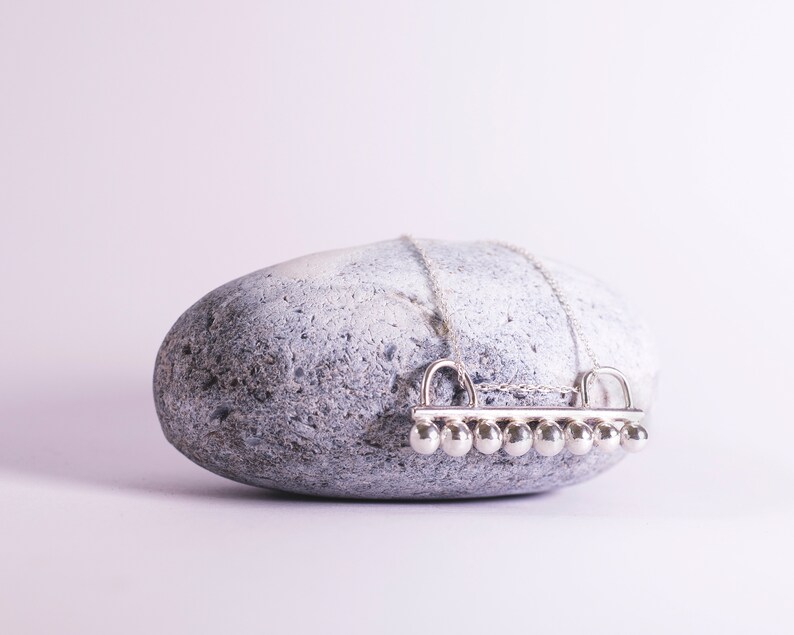 Sterling Silver Dotted Bar Necklace \\\\ Eco Silver