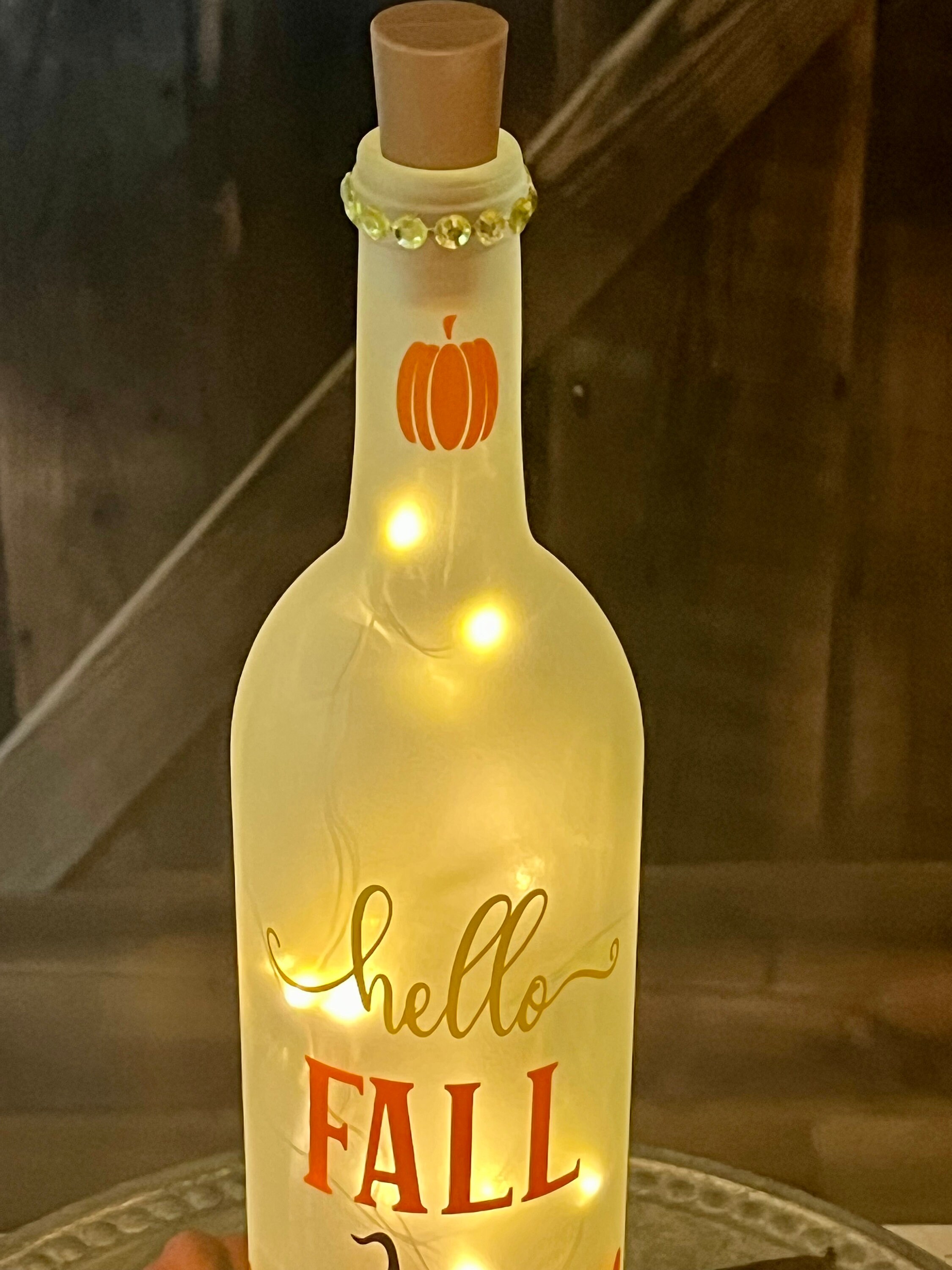 Fall Decor/hello Fall/fall Pumpkins/wine Bottle Light/led Wine Etsy