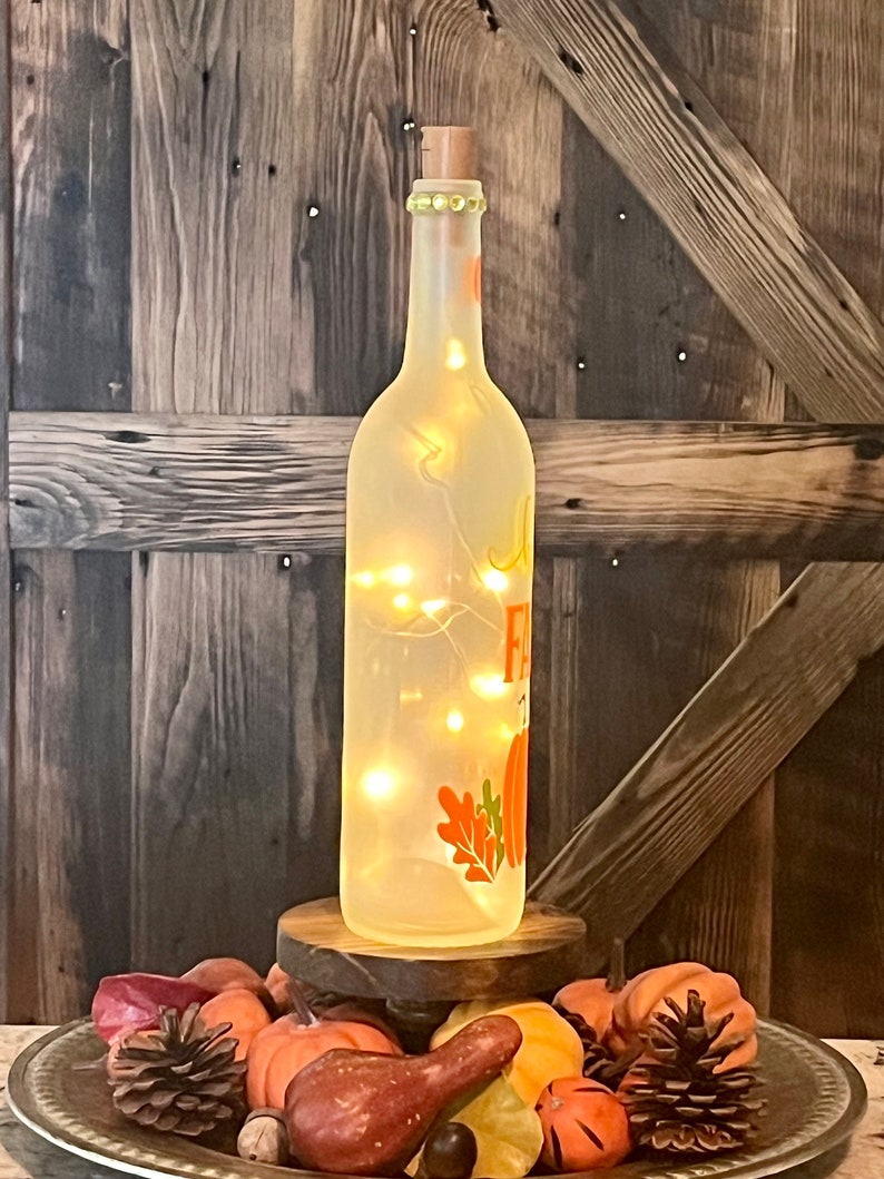 Fall Decor/hello Fall/fall Pumpkins/wine Bottle Light/led Wine Etsy