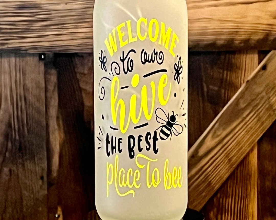 to Our Hive/wine Bottle Cork Light/painted Wine Bottle/housewarming Gift/bee Hive Honey
