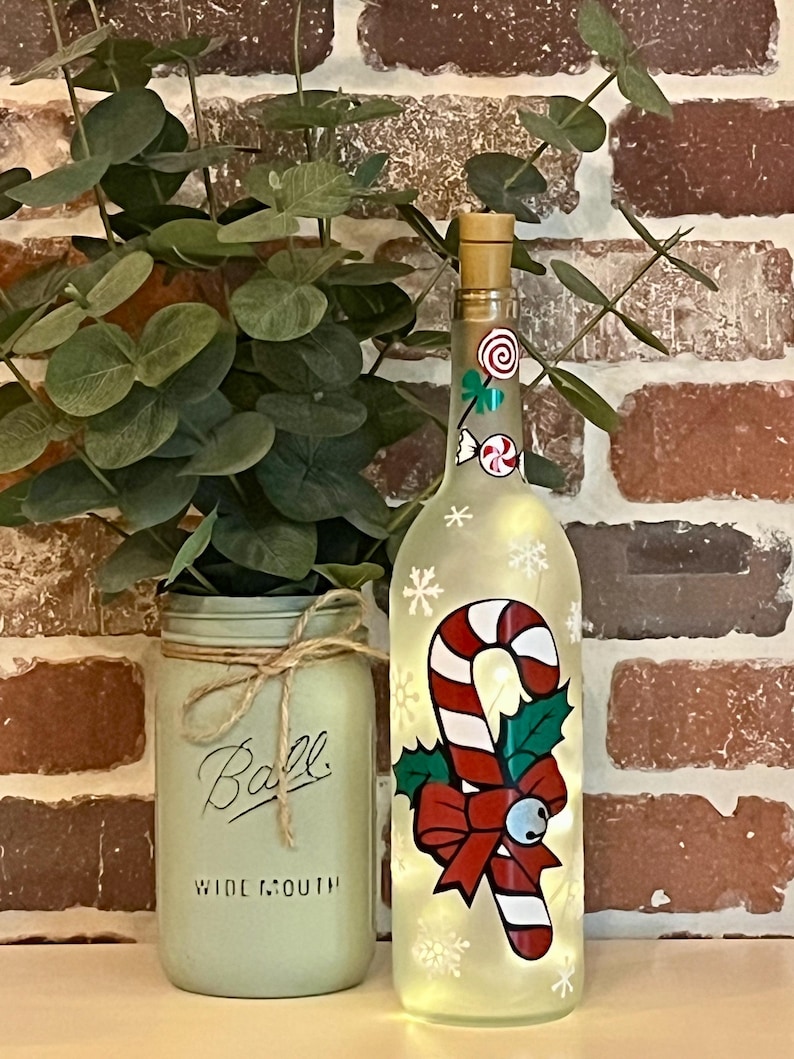 Christmas Winter Decor/led Wine Bottle Cork Light/candy Cane/jingle