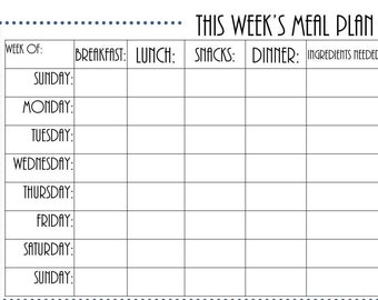 Meal Planner Weekly Printable Meal WAHM Happy Planning Instant Download Meal Prep PDF for Instant Download for Grocery Planning