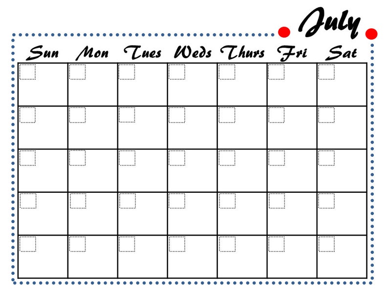 monthly calendar schedule undated printable timetable pdf etsy