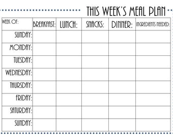 Meal Planning Weekly Week at a Glance Printable Weekly Schedule WAHM Happy Planner Mom Gift Meal Prep PDF Grocery Planner for Fun Meals