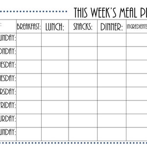 Meal Planner Digital Weekly PRINTABLE Meal Schedule PDF - Etsy