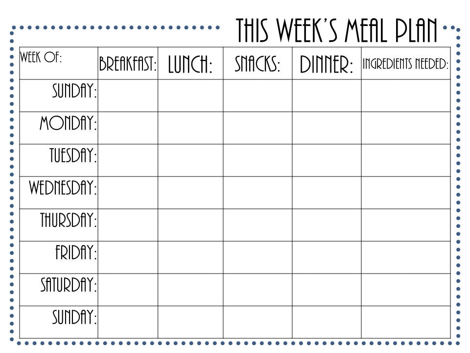 Meal Planner Weekly Printable Meal WAHM Happy Planning Instant Download ...