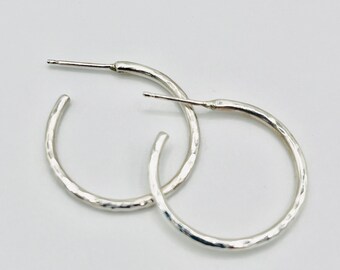 Shimmer silver hoops