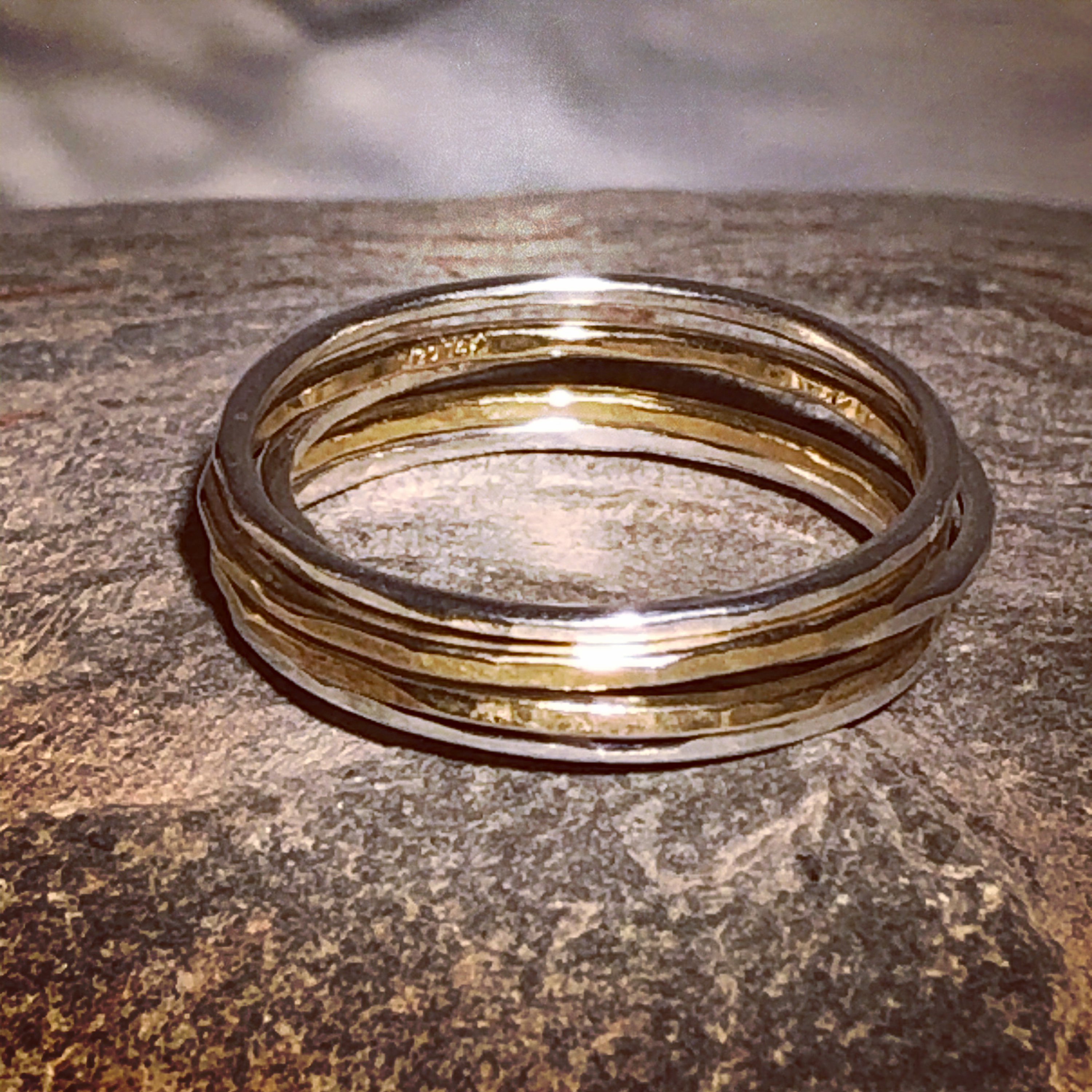 Silver and gold stacking ring set. | Etsy