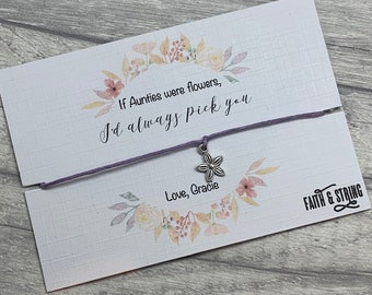 Personalisiertes Tante Wunsch Armband: Blumen Charm, Freundschaft Geschenk