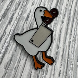Silly Goose Enamel Pin – Goose with Cleaver – Cute Animal Gift for Friends