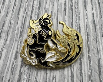 Black Cat Enamel Pin: Witchcore Gothic Halloween Lapel Pin