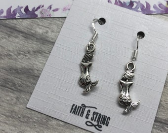 Mermaid Earrings, Silver Earrings, Mermaid Charm, Silver Jewellery, Mermaid jewellery, Mermaid gift, gift for her