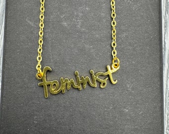 Feminist necklace, Political jewellery, feminist gold pendant, unique jewellery