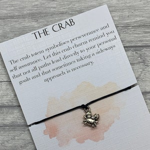Regalo de cangrejo, dije de cangrejo, pulsera con dije de cangrejo, tótem de cangrejo, animal espiritual, tarjeta de cangrejo, lindo regalo, regalo de vida marina, bajo el mar